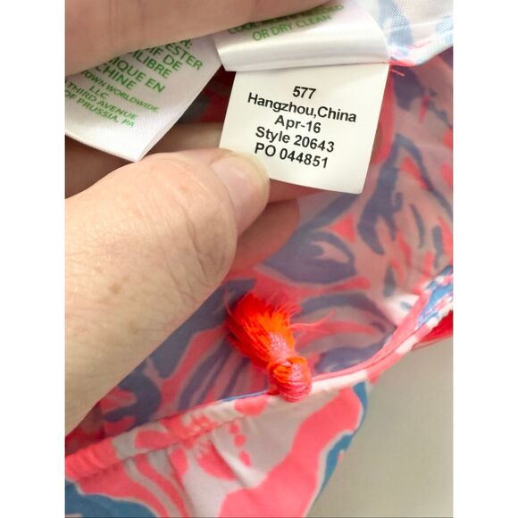 Lilly Pulitzer Womens Pink Sun Ray Siren Print Tassels Selina Crop Top Size 0 - Picture 6 of 6